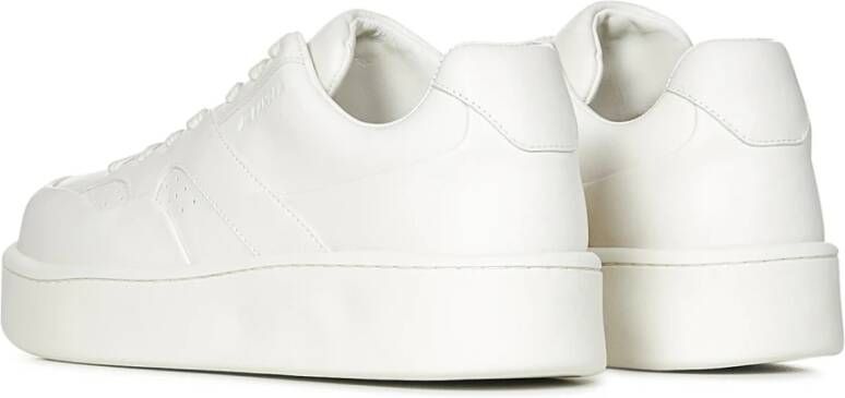 Jil Sander Witte Leren Sneakers met Logo Ingedrukt White Heren