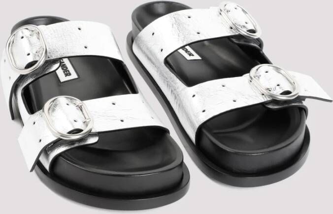 Jil Sander Zilveren Maan Leren Sandalen Gray Dames