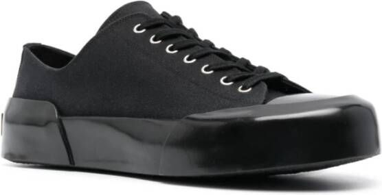 Jil Sander Zwarte Canvas Sneakers Ronde Neus Black Heren