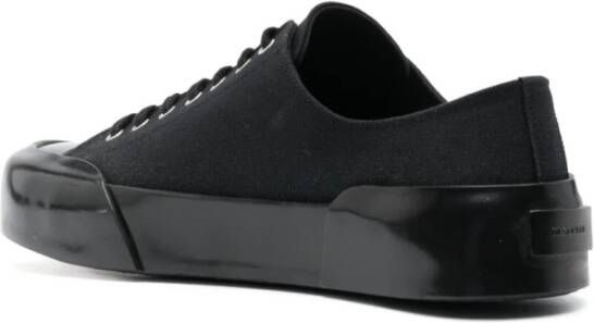 Jil Sander Zwarte Canvas Sneakers Ronde Neus Black Heren