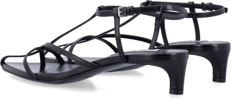 Jil Sander Zwarte Gesloten Leren Hoge Hak Sandalen Black Dames