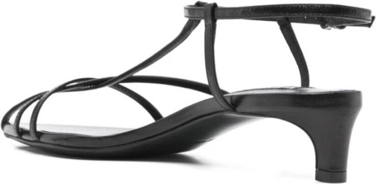 Jil Sander Zwarte Kitten Heel Cage Sandaal Black Dames