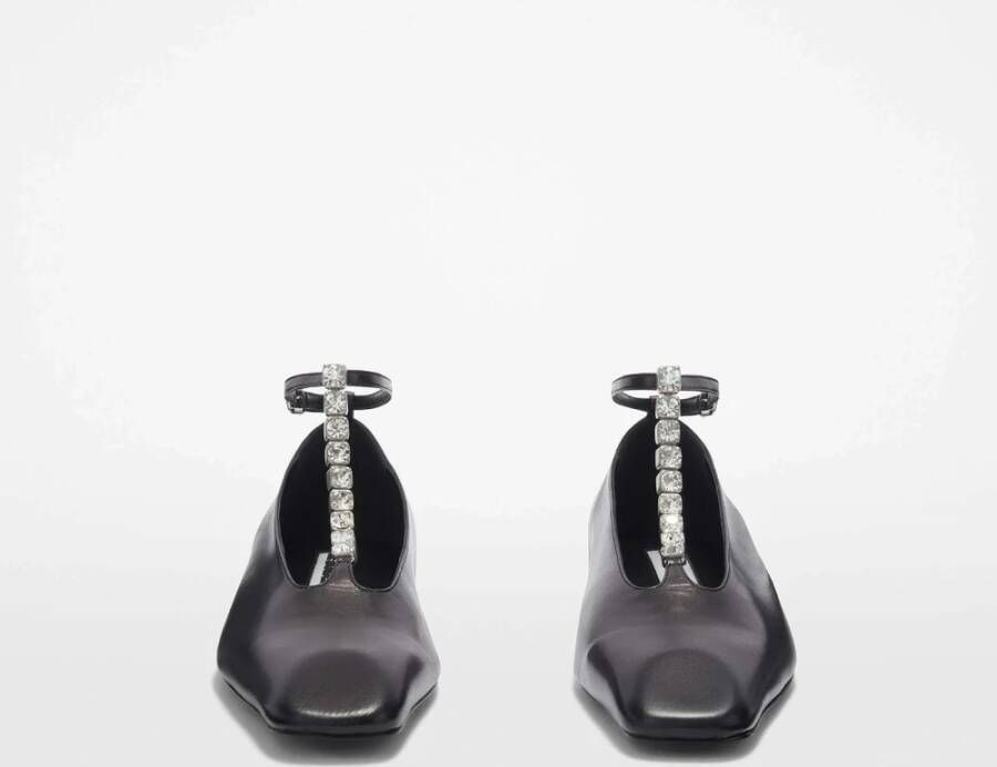 Jil Sander Zwarte Leren Ballerina Schoenen Black Dames