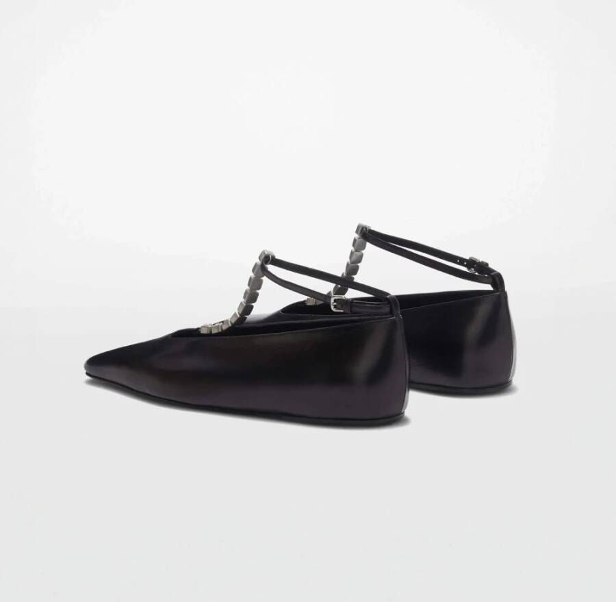 Jil Sander Zwarte Leren Ballerina Schoenen Black Dames