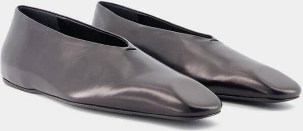 Jil Sander Zwarte Leren Ballerinas Slip-On Ronde Neus Black Dames