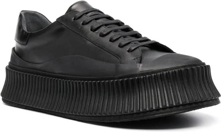 Jil Sander Zwarte Leren Elegante Sneakers Black Dames