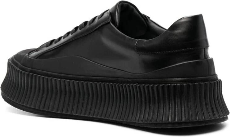 Jil Sander Zwarte Leren Elegante Sneakers Black Dames