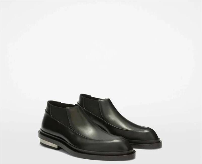 Jil Sander Zwarte leren enkellaars Black Dames