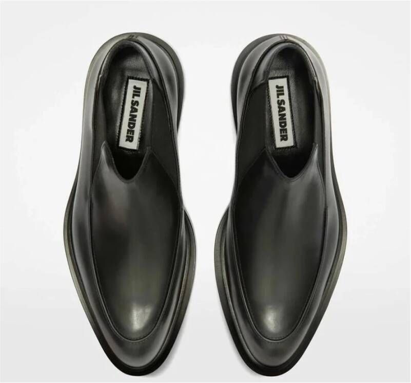 Jil Sander Zwarte leren enkellaars Black Dames