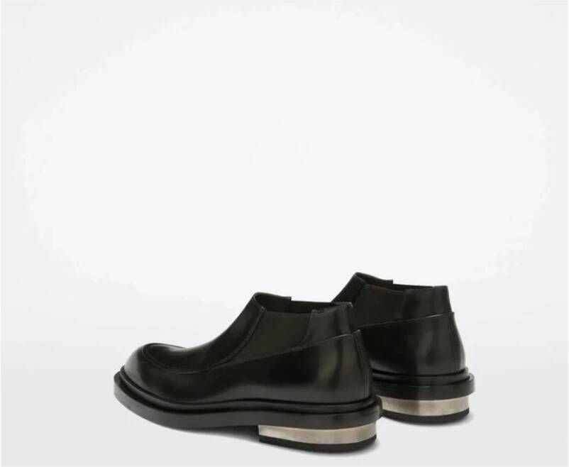 Jil Sander Zwarte leren enkellaars Black Dames