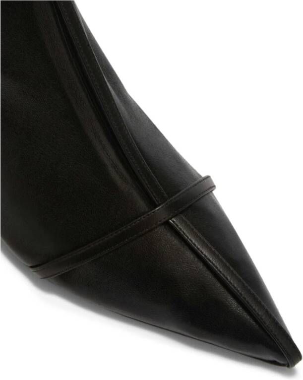 Jil Sander Zwarte Leren Enkellaarsjes Stiletto Hak Black Dames