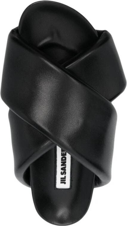 Jil Sander Zwarte leren kruisband sandalen Black Dames