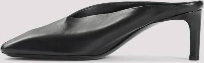 Jil Sander Zwarte Leren Pantoffels Chic Stijl Black Dames