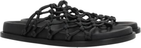 Jil Sander Zwarte leren platte sandalen Black Dames