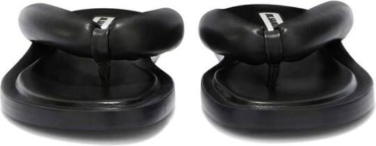 Jil Sander Zwarte Leren Teenslippers Platte Zool Black Dames