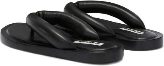 Jil Sander Zwarte Leren Teenslippers Platte Zool Black Dames