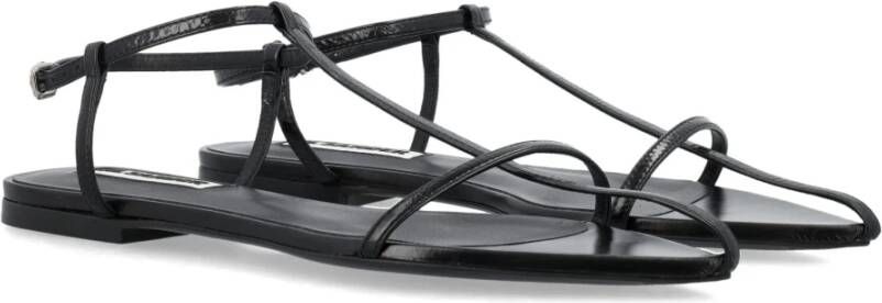 Jil Sander Zwarte platte kooi sandalen Black Dames