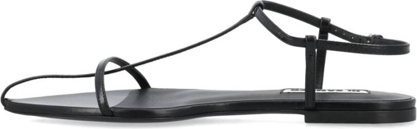 Jil Sander Zwarte platte kooi sandalen Black Dames