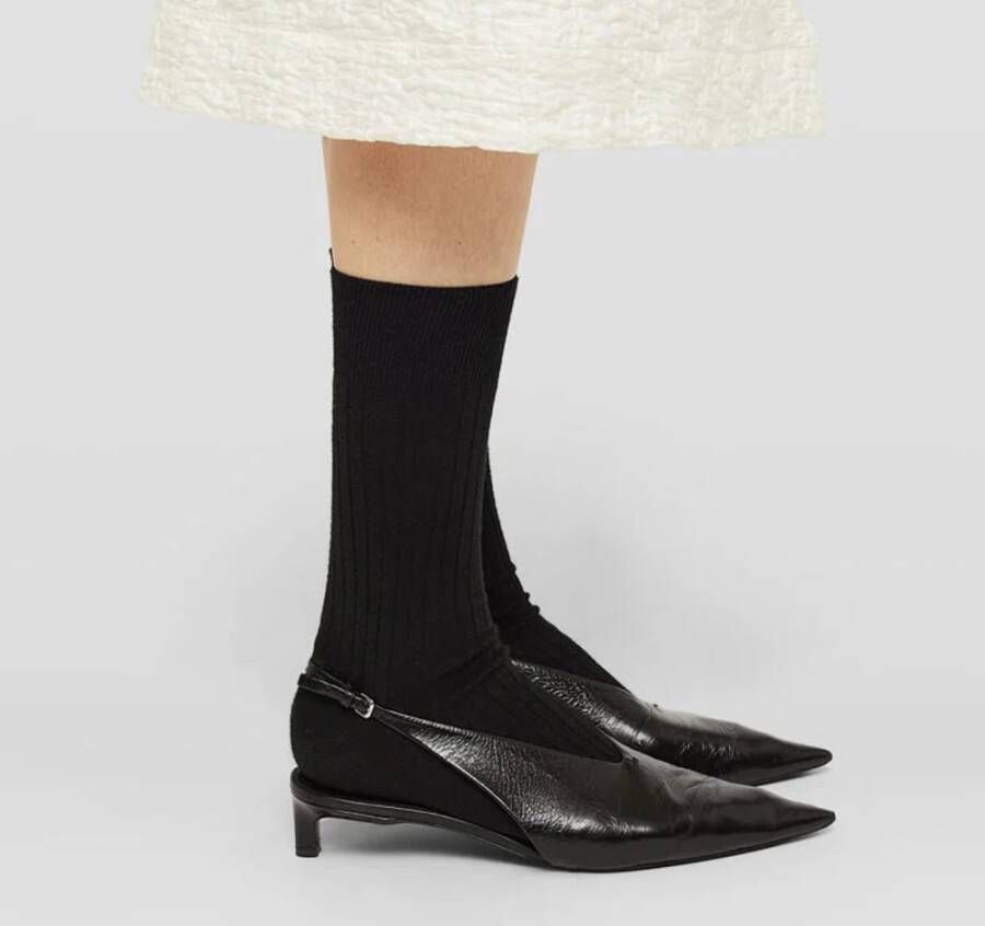 Jil Sander Zwarte Slingback Leren Schoenen Black Dames