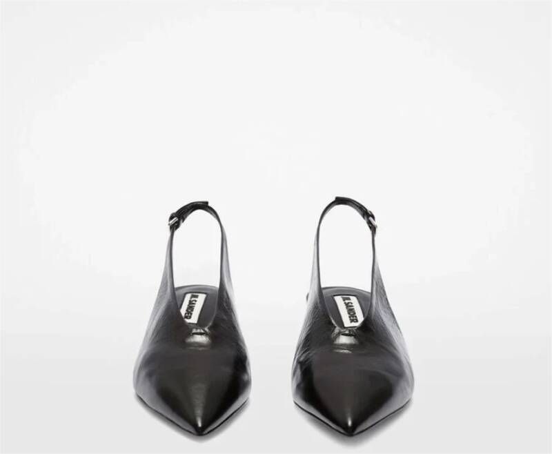 Jil Sander Zwarte Slingback Leren Schoenen Black Dames