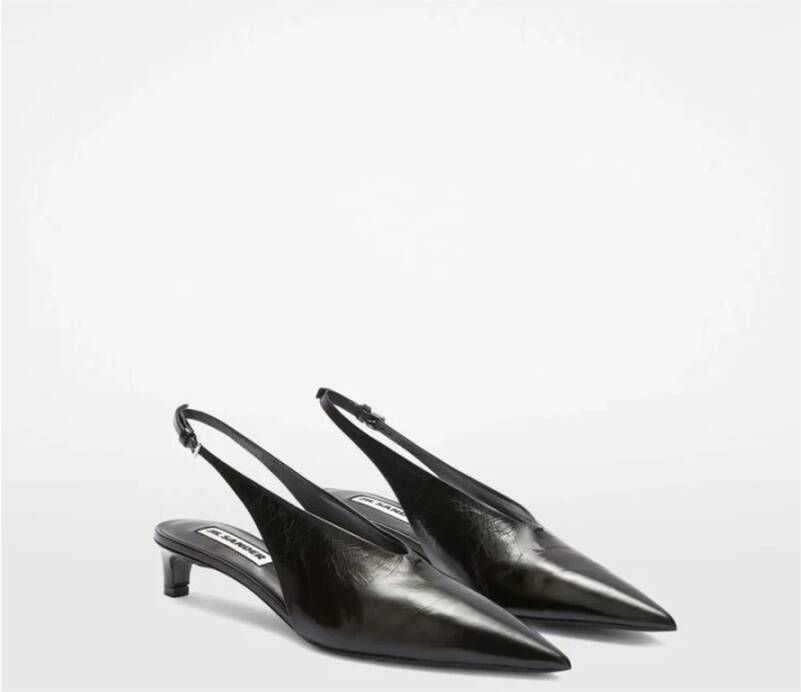 Jil Sander Zwarte Slingback Leren Schoenen Black Dames