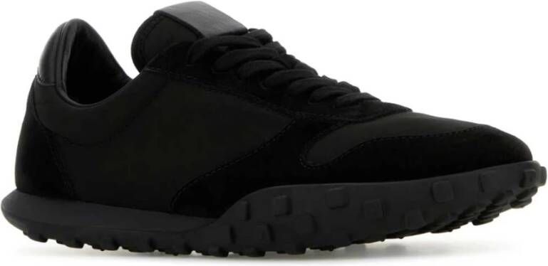 Jil Sander Zwarte Stof Suède Sneakers Black Heren