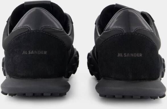 Jil Sander Zwarte synthetische sneakers met ronde neus Black Heren