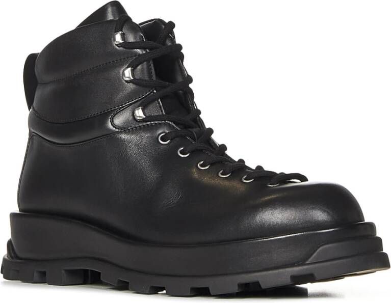 Jil Sander Zwarte Veterschoenen van Leer Black Heren