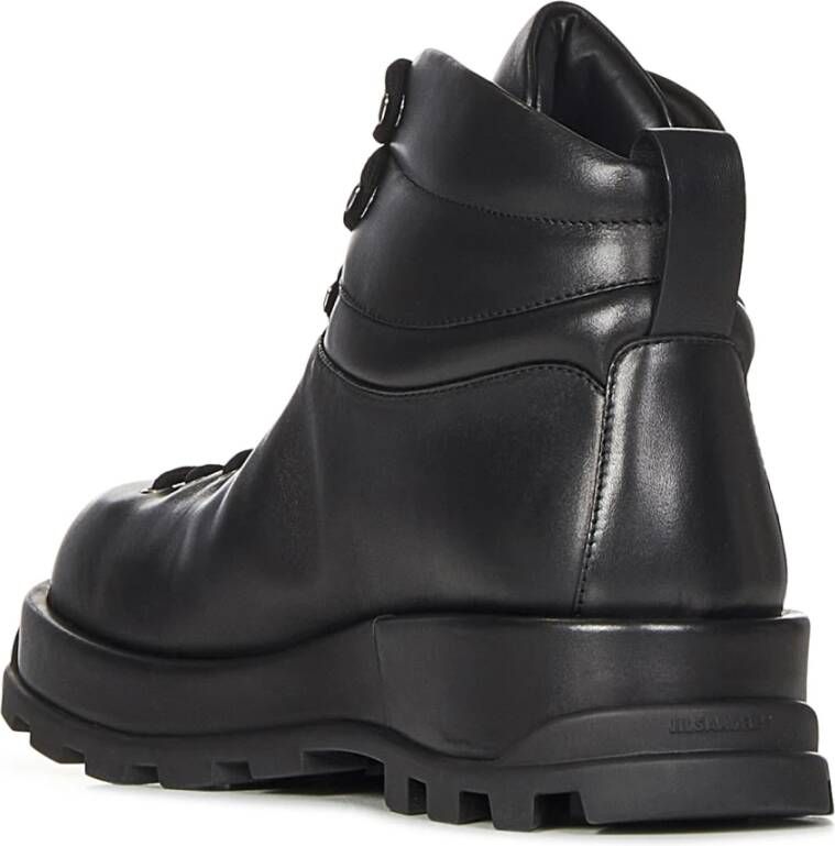 Jil Sander Zwarte Veterschoenen van Leer Black Heren