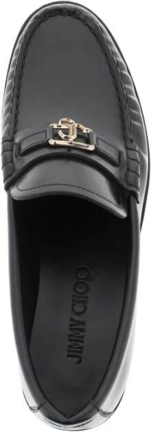 Jimmy Choo Addie Loafers met Gouden Hardware Black Dames