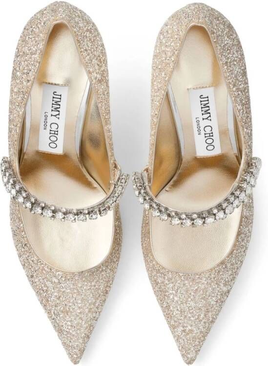 Jimmy Choo Beige Glitter Stiletto Hak Sandalen Beige Dames