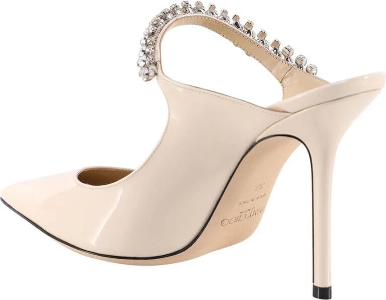 Jimmy Choo Beige Patent Leren Muiltjes met Strass Band Beige Dames