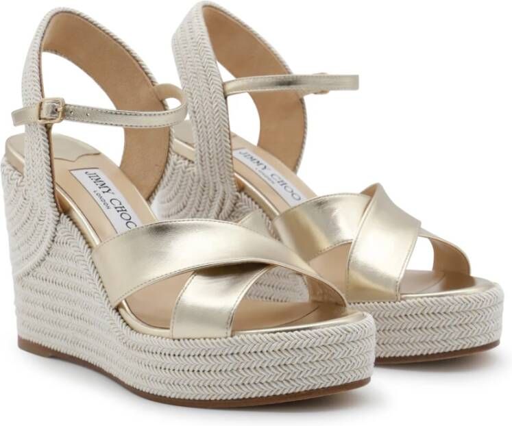 Jimmy Choo Beige Sleehak Sandalen met Gespsluiting Beige Dames