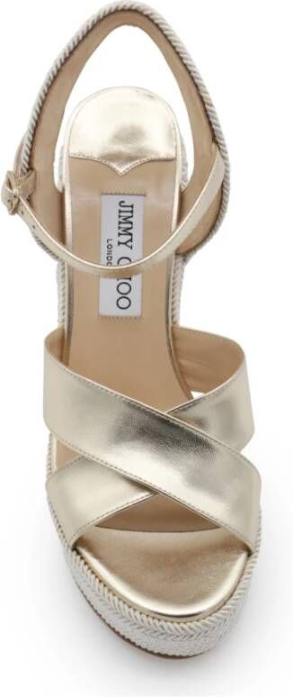 Jimmy Choo Beige Sleehak Sandalen met Gespsluiting Beige Dames