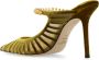 Jimmy Choo Kristalversierde Gestreepte Mesh Muiltjes Yellow Dames - Thumbnail 6