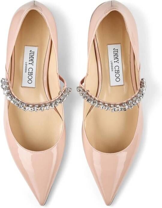 Jimmy Choo Blush Pink Kristalversierde Leren Schoenen Pink Dames