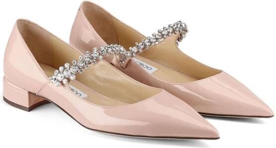 Jimmy Choo Blush Pink Kristalversierde Leren Schoenen Pink Dames