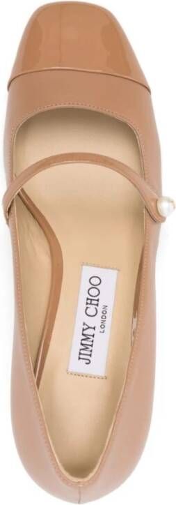 Jimmy Choo Bruine Hakken Pumps Beige Leer Brown Dames