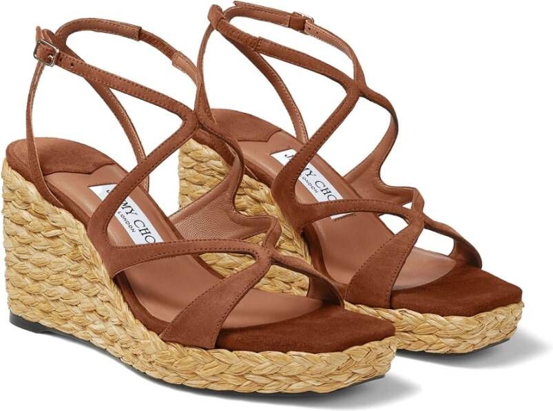 Jimmy Choo Bruine Raffia Sleehak Platte Schoenen Brown Dames