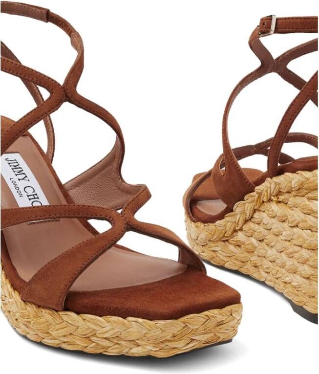 Jimmy Choo Bruine Raffia Sleehak Platte Schoenen Brown Dames