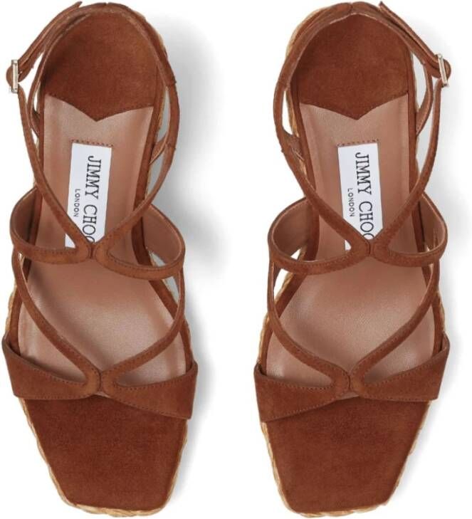 Jimmy Choo Bruine Raffia Sleehak Platte Schoenen Brown Dames