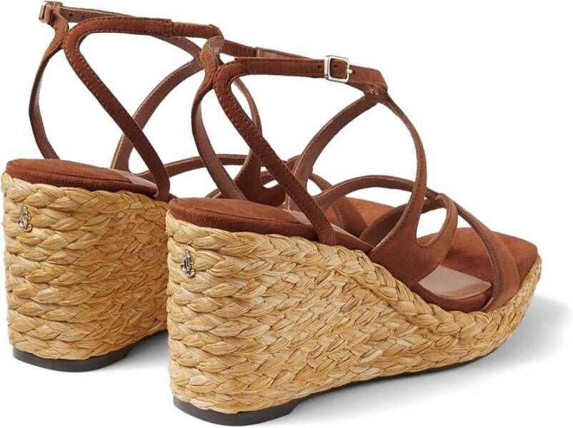 Jimmy Choo Bruine Raffia Sleehak Platte Schoenen Brown Dames