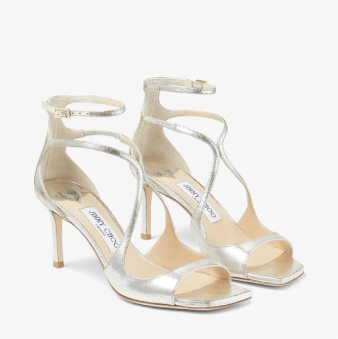 Jimmy Choo Champagne Glitter Sandalen met Enkelband Beige Dames