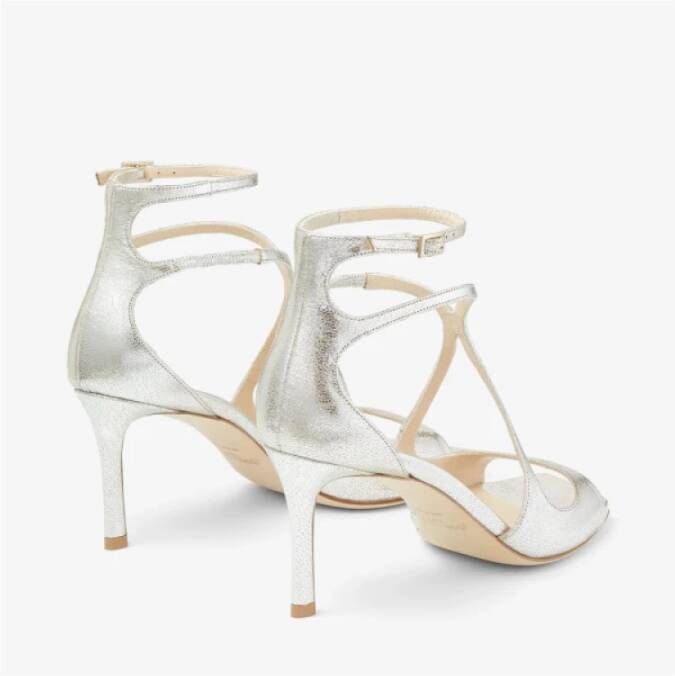 Jimmy Choo Champagne Glitter Sandalen met Enkelband Beige Dames