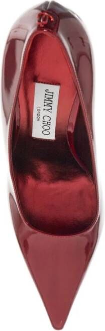 Jimmy Choo Chroomeffect Leren Colleté Hakken Red Dames