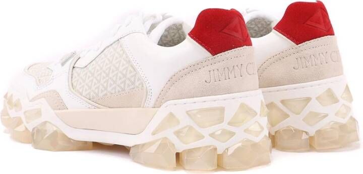 Jimmy Choo Diamant Sneakers met Suède en Stof Detail White Dames