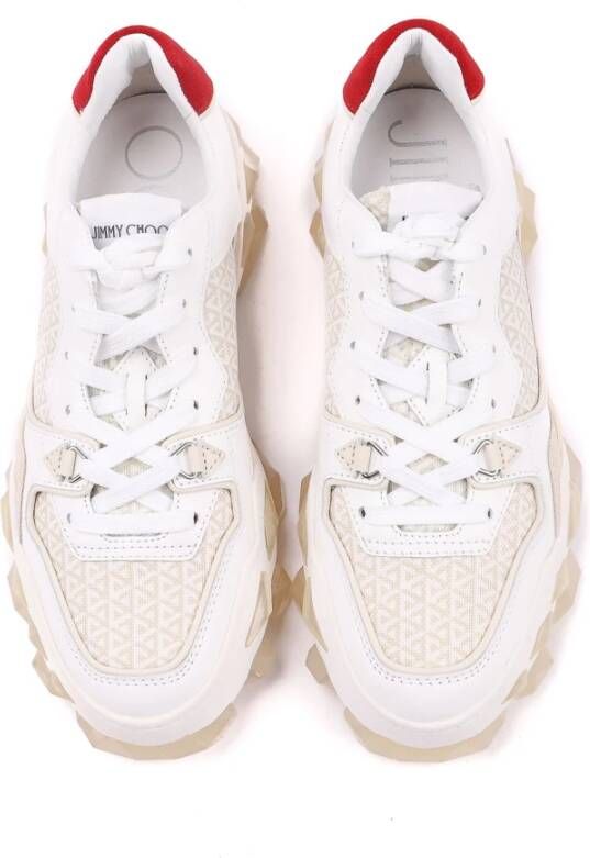 Jimmy Choo Diamant Sneakers met Suède en Stof Detail White Dames