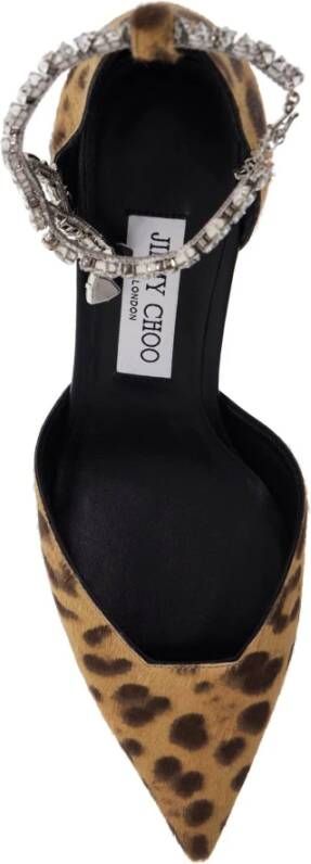 Jimmy Choo Dierenprint Kristalband Hakken Beige Dames