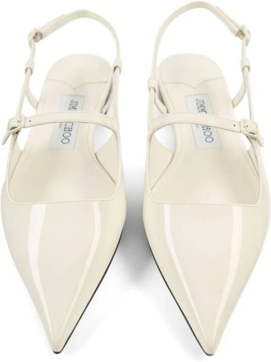 Jimmy Choo Ecru Leren Gesp Platte Schoenen Beige Dames