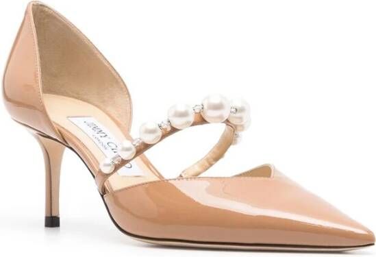 Jimmy Choo Elegante Beige Leren Hakken met Versieringen Beige Dames